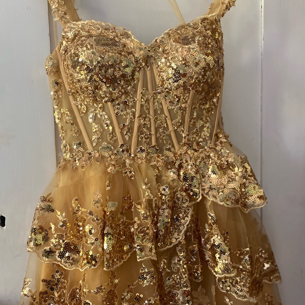 KissProm hoco dress, Size 2, Gold - Picture 5 of 5
